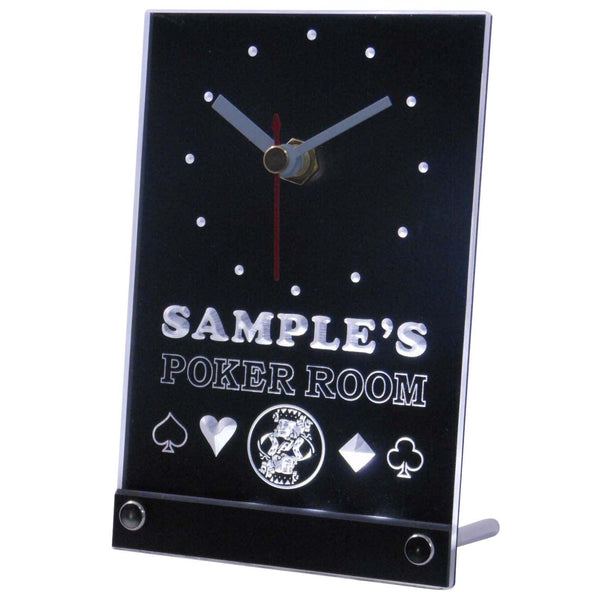 ADVPRO Poker Room Personalized Bar Pub Game Neon Led Table Clock tncpd-tm - White