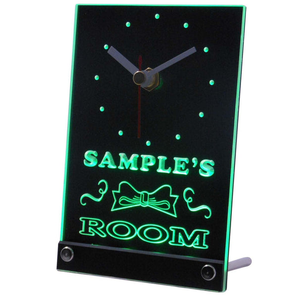 ADVPRO Girl Boy Kids Room Personalized Ribbion Neon Led Table Clock tncpe-tm - Green