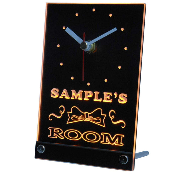 ADVPRO Girl Boy Kids Room Personalized Ribbion Neon Led Table Clock tncpe-tm - Yellow