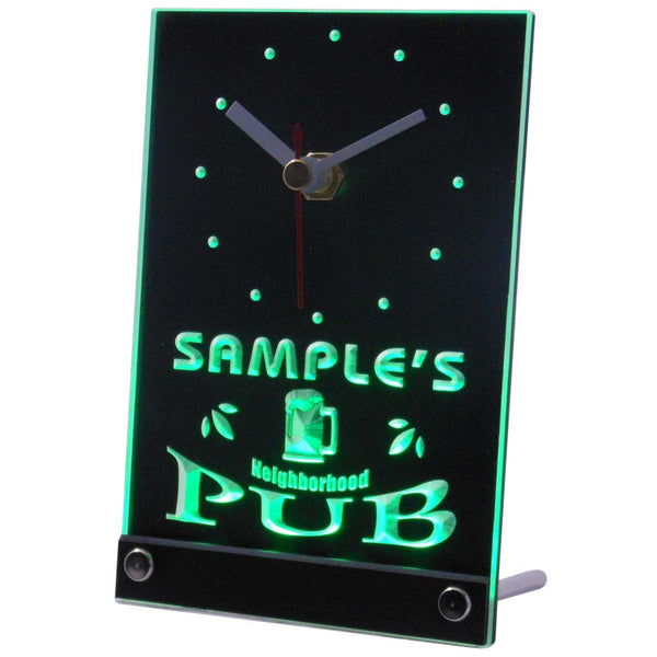 ADVPRO Neigborhood Pub Personalized Bar Beer Mug Neon Led Table Clock tncpg-tm - Green