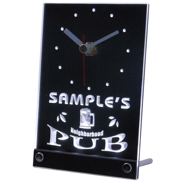 ADVPRO Neigborhood Pub Personalized Bar Beer Mug Neon Led Table Clock tncpg-tm - White