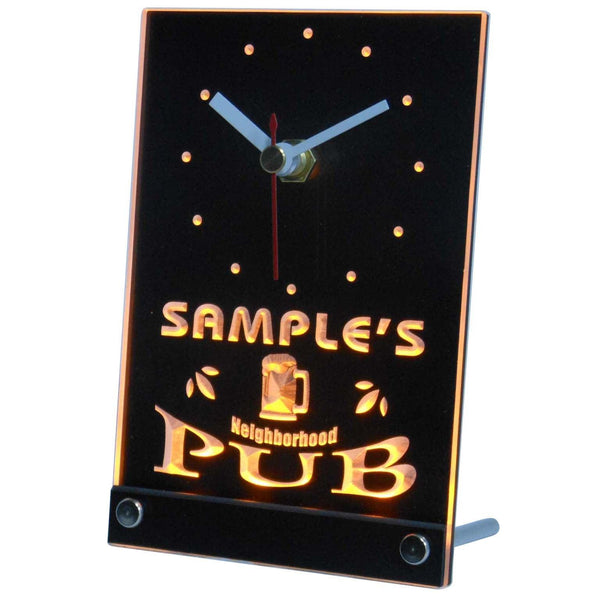 ADVPRO Neigborhood Pub Personalized Bar Beer Mug Neon Led Table Clock tncpg-tm - Yellow