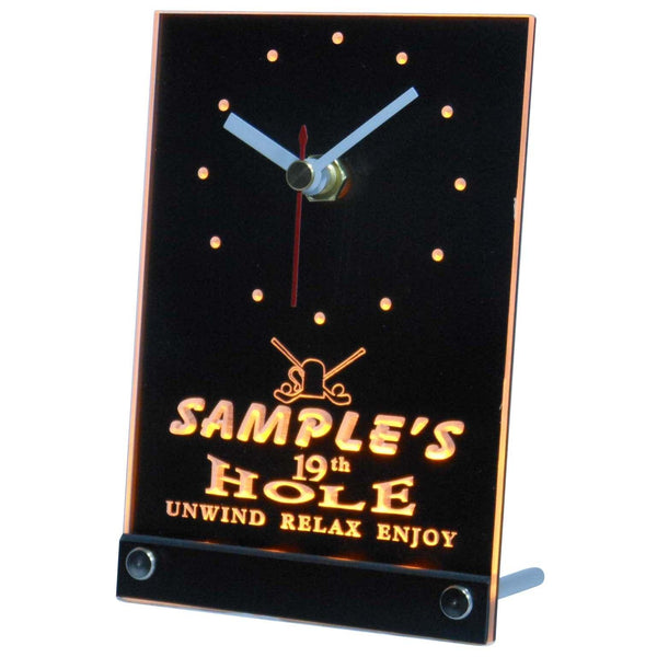 ADVPRO Golf 19th Hole Personalized Bar Beer Decor Neon Led Table Clock tncpi-tm - Yellow