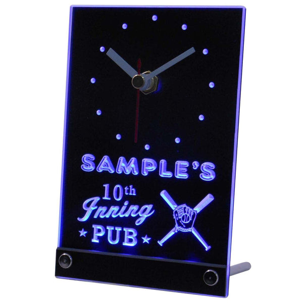 ADVPRO Baseball 10th Inning Pub Personalized Bar Neon Led Table Clock tncpo-tm - Blue