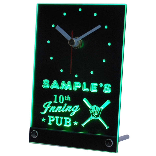 ADVPRO Baseball 10th Inning Pub Personalized Bar Neon Led Table Clock tncpo-tm - Green