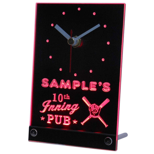 ADVPRO Baseball 10th Inning Pub Personalized Bar Neon Led Table Clock tncpo-tm - Red
