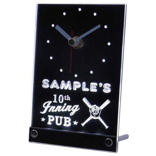 ADVPRO Baseball 10th Inning Pub Personalized Bar Neon Led Table Clock tncpo-tm - White