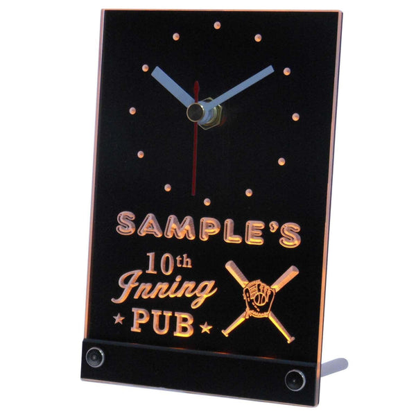 ADVPRO Baseball 10th Inning Pub Personalized Bar Neon Led Table Clock tncpo-tm - Yellow