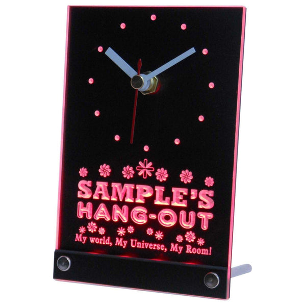 ADVPRO Girl Kids Hang Out Personalized Room Decor Neon Led Table Clock tncpq-tm - Red