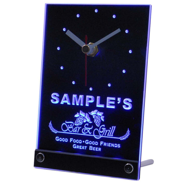 ADVPRO Bar & Grill Personalized Beer Mug Pub Decor Neon Led Table Clock tncpr-tm - Blue