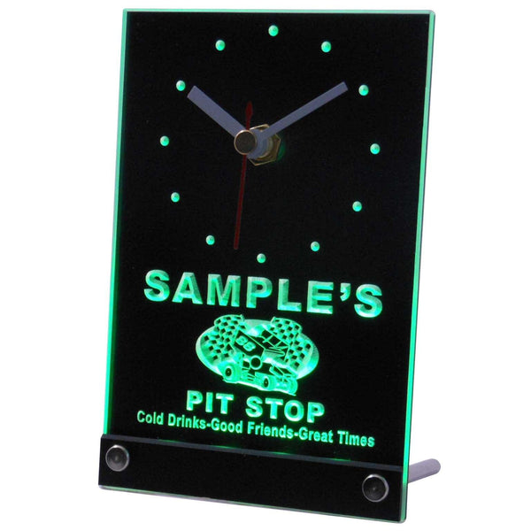 ADVPRO Pit Stop Personalized Car Racing Bar Beer Neon Led Table Clock tncpu-tm - Green