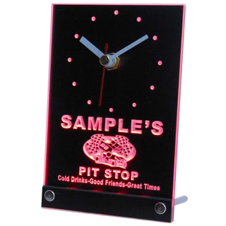 ADVPRO Pit Stop Personalized Car Racing Bar Beer Neon Led Table Clock tncpu-tm - Red