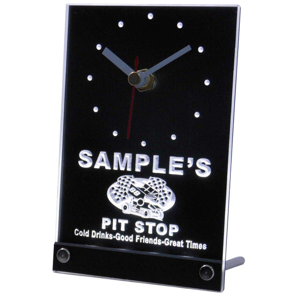 ADVPRO Pit Stop Personalized Car Racing Bar Beer Neon Led Table Clock tncpu-tm - White