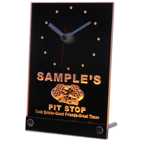 ADVPRO Pit Stop Personalized Car Racing Bar Beer Neon Led Table Clock tncpu-tm - Yellow