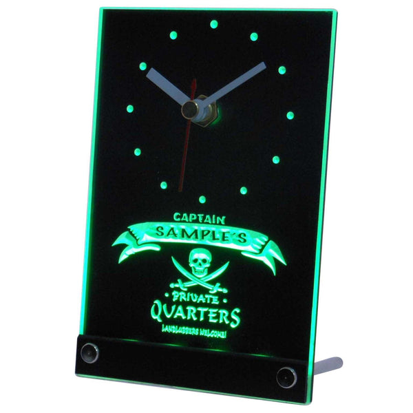 ADVPRO Private Quarters Pirate Personalized Bar Beer Neon Led Table Clock tncpw-tm - Green