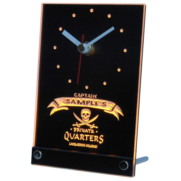 ADVPRO Private Quarters Pirate Personalized Bar Beer Neon Led Table Clock tncpw-tm - Yellow
