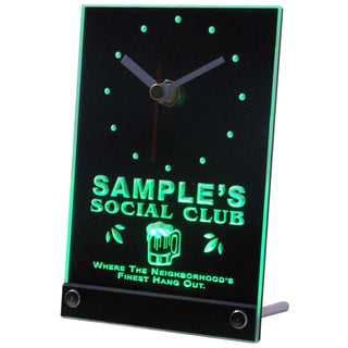 ADVPRO Social Club Personalized Bar Pub Beer Mug Neon Led Table Clock tncpz-tm - Green