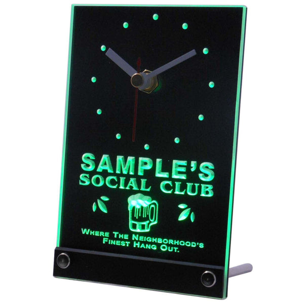 ADVPRO Social Club Personalized Bar Pub Beer Mug Neon Led Table Clock tncpz-tm - Green