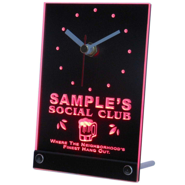 ADVPRO Social Club Personalized Bar Pub Beer Mug Neon Led Table Clock tncpz-tm - Red