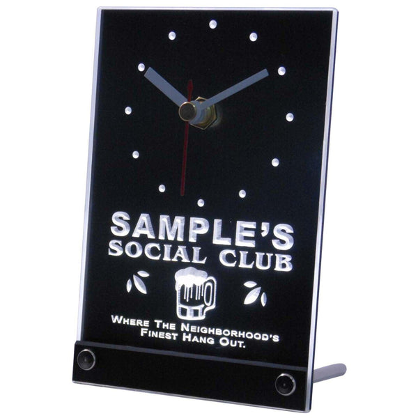 ADVPRO Social Club Personalized Bar Pub Beer Mug Neon Led Table Clock tncpz-tm - White