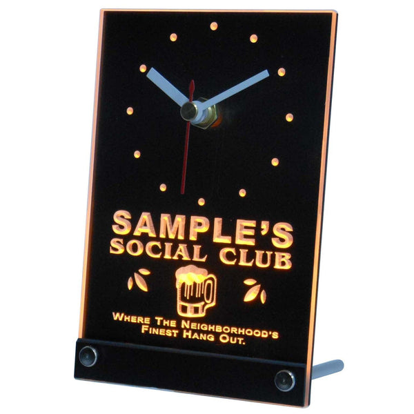 ADVPRO Social Club Personalized Bar Pub Beer Mug Neon Led Table Clock tncpz-tm - Yellow