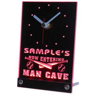 ADVPRO Personalized Custom Man Cave Baseball Bar Beer Neon Led Table Clock tncqb-tm - Red