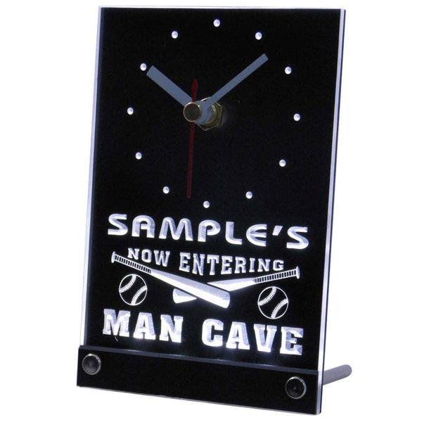 ADVPRO Personalized Custom Man Cave Baseball Bar Beer Neon Led Table Clock tncqb-tm - White