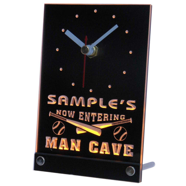 ADVPRO Personalized Custom Man Cave Baseball Bar Beer Neon Led Table Clock tncqb-tm - Yellow
