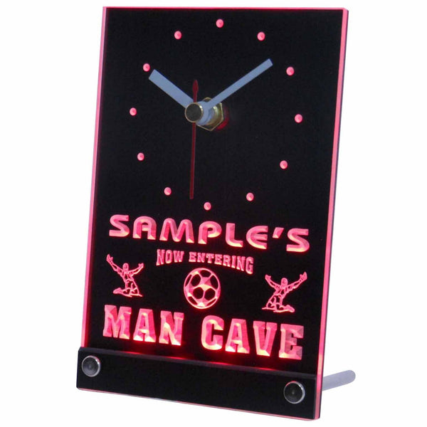 ADVPRO Personalized Custom Man Cave Soccer Bar Beer Neon Led Table Clock tncqd-tm - Red