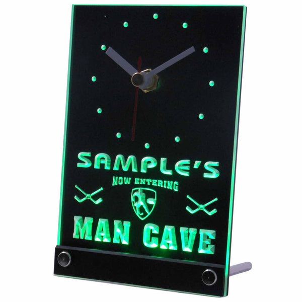 ADVPRO Personalized Custom Man Cave Hockey Bar Beer Neon Led Table Clock tncqe-tm - Green