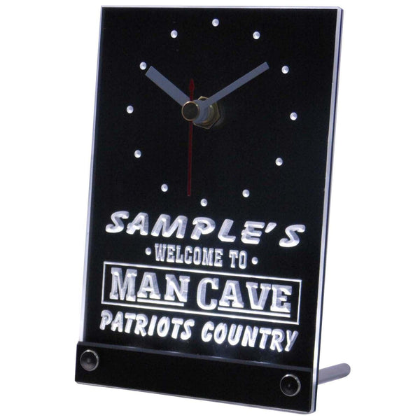 ADVPRO Personalized Custom Man Cave Patriots Country Neon Led Table Clock tncqf-tm - White