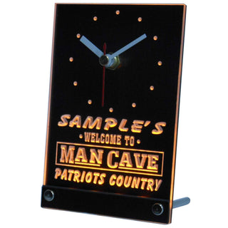 ADVPRO Personalized Custom Man Cave Patriots Country Neon Led Table Clock tncqf-tm - Yellow