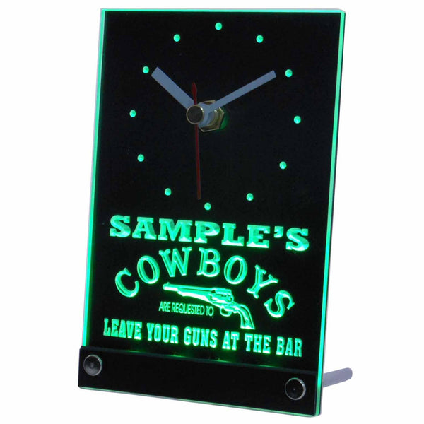 ADVPRO Personalized Cowboys Leave Guns at The Bar Neon Led Table Clock tncqg-tm - Green