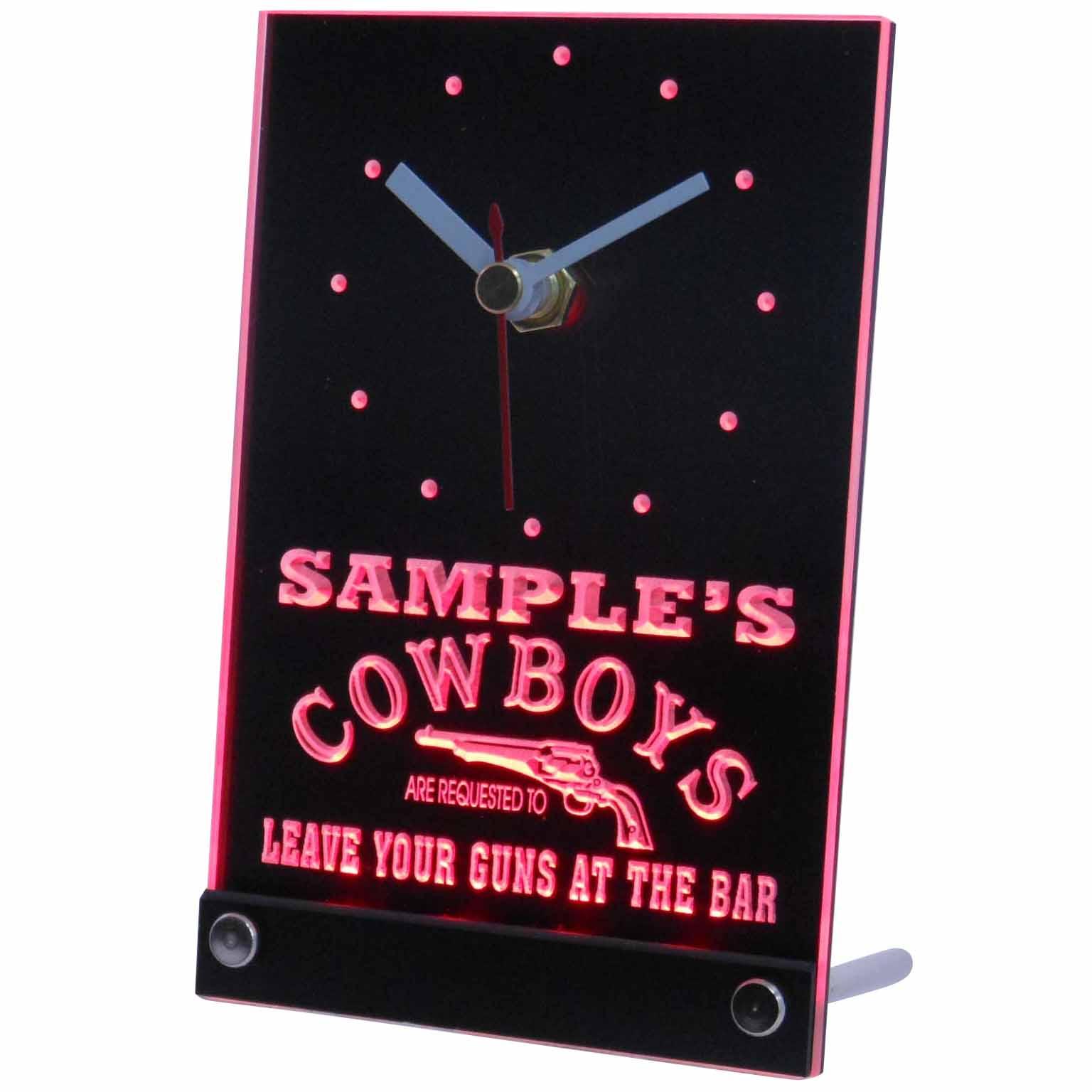 ADVPRO Personalized Cowboys Leave Guns at The Bar LED Neon Table Clock ...