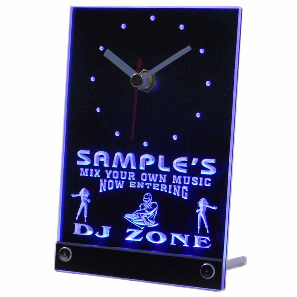 ADVPRO Personalized Custom DJ Zone Music Turntable Neon Led Table Clock tncqh-tm - Blue
