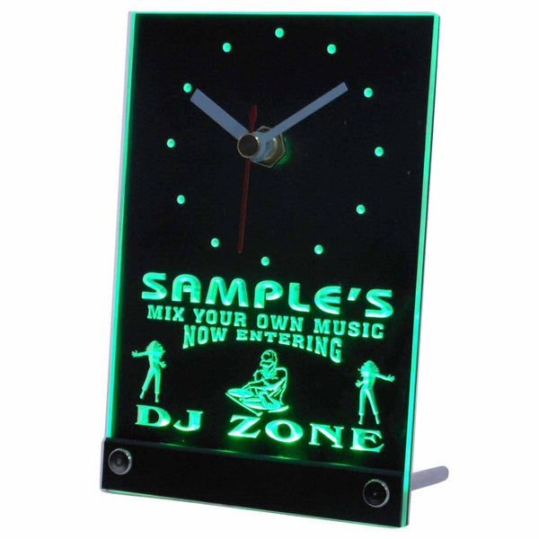 ADVPRO Personalized Custom DJ Zone Music Turntable Neon Led Table Clock tncqh-tm - Green