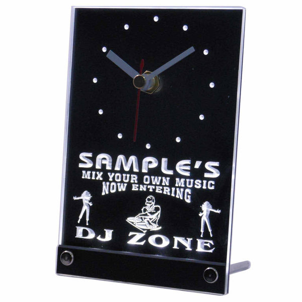 ADVPRO Personalized Custom DJ Zone Music Turntable Neon Led Table Clock tncqh-tm - White