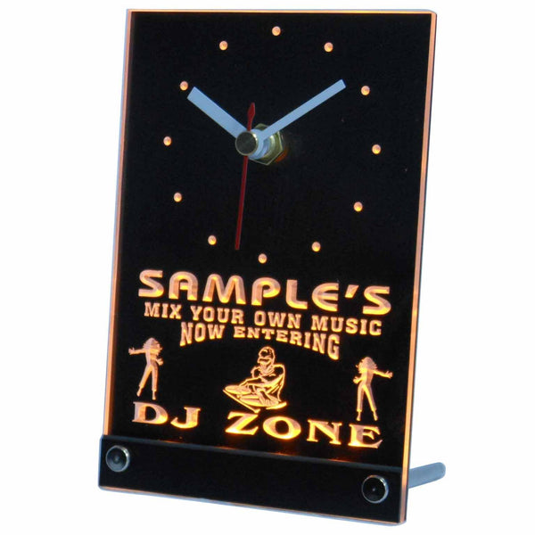 ADVPRO Personalized Custom DJ Zone Music Turntable Neon Led Table Clock tncqh-tm - Yellow