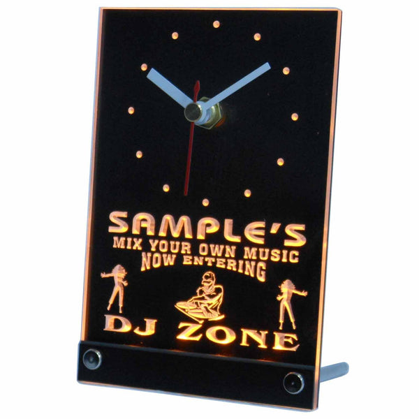 ADVPRO Personalized Custom DJ Zone Music Turntable Neon Led Table Clock tncqh-tm - Yellow