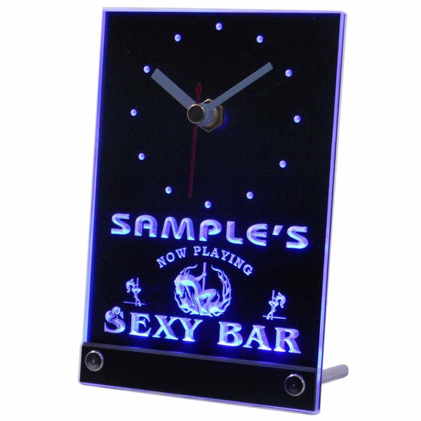 ADVPRO Personalized Sexy Bar Now Playing Stripper Neon Led Table Clock tncqk-tm - Blue