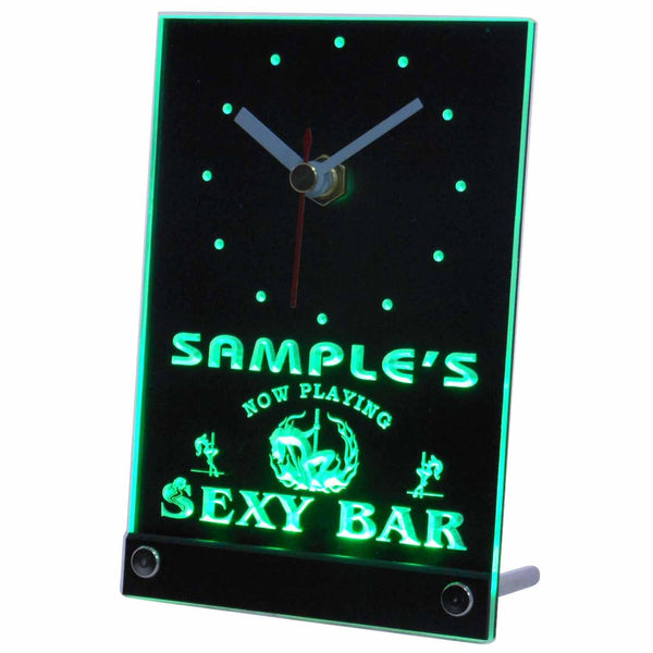 ADVPRO Personalized Sexy Bar Now Playing Stripper Neon Led Table Clock tncqk-tm - Green
