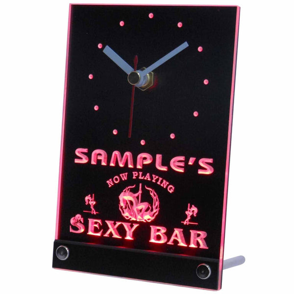 ADVPRO Personalized Sexy Bar Now Playing Stripper Neon Led Table Clock tncqk-tm - Red