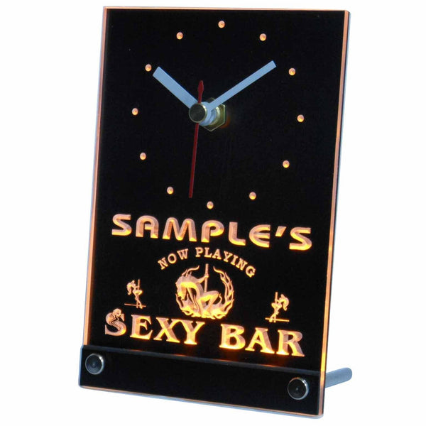 ADVPRO Personalized Sexy Bar Now Playing Stripper Neon Led Table Clock tncqk-tm - Yellow