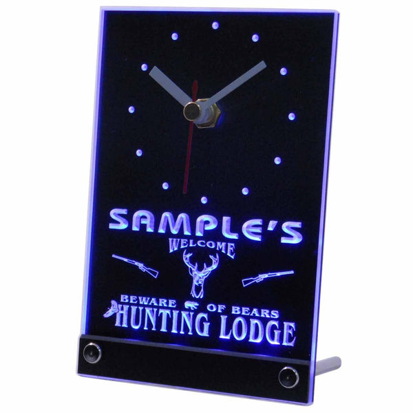 ADVPRO Personalized Custom Hunting Lodge Firearms Neon Led Table Clock tncql-tm - Blue