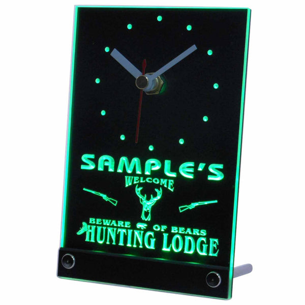 ADVPRO Personalized Custom Hunting Lodge Firearms Neon Led Table Clock tncql-tm - Green