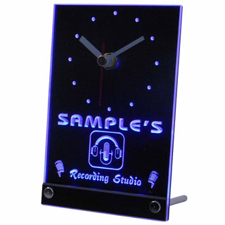 ADVPRO Personalized Custom Recording Studio Microphone Neon Led Table Clock tncqm-tm - Blue
