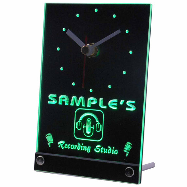 ADVPRO Personalized Custom Recording Studio Microphone Neon Led Table Clock tncqm-tm - Green
