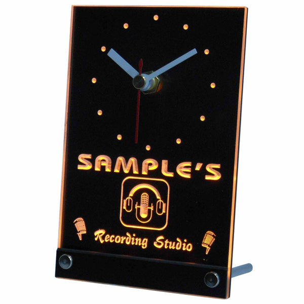 ADVPRO Personalized Custom Recording Studio Microphone Neon Led Table Clock tncqm-tm - Yellow