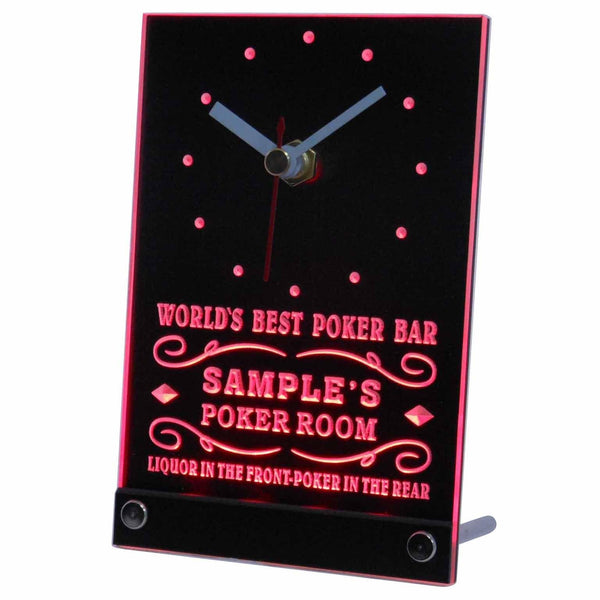 ADVPRO Personalized Custom Best Poker Room Liquor Bar Neon Led Table Clock tncqn-tm - Red