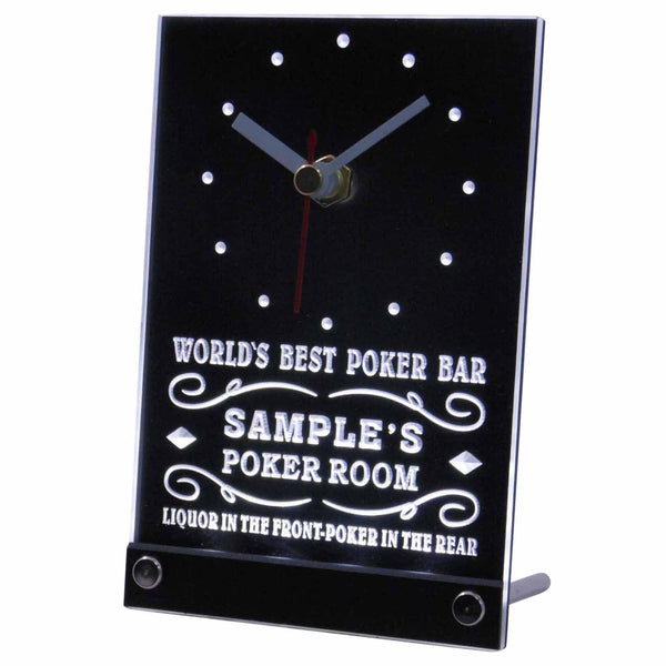 ADVPRO Personalized Custom Best Poker Room Liquor Bar Neon Led Table Clock tncqn-tm - White